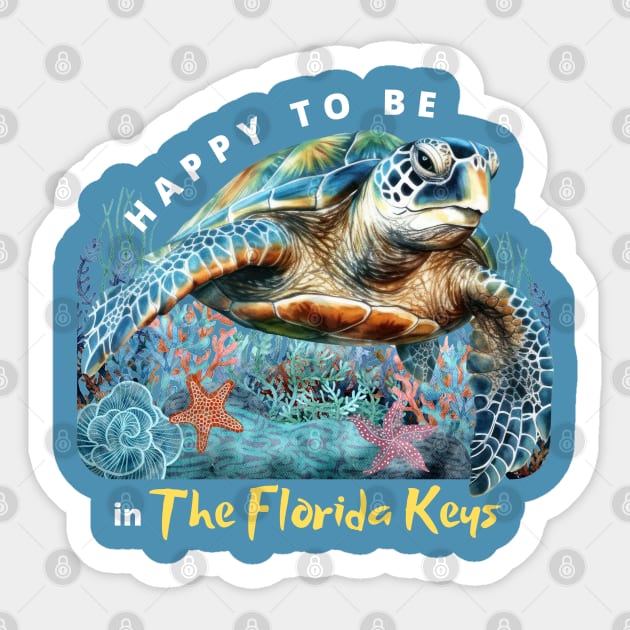 Florida Keys Sea Turtle Vacation Sticker by TeesForThee